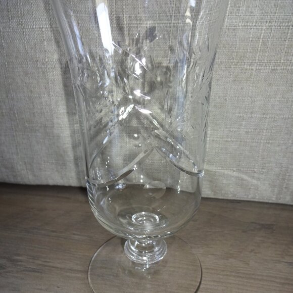 Set of 4 Vintage Libbey Rock Sharpe ? Etched Iced Tea Water Glasses Flowers - Picture 9 of 9